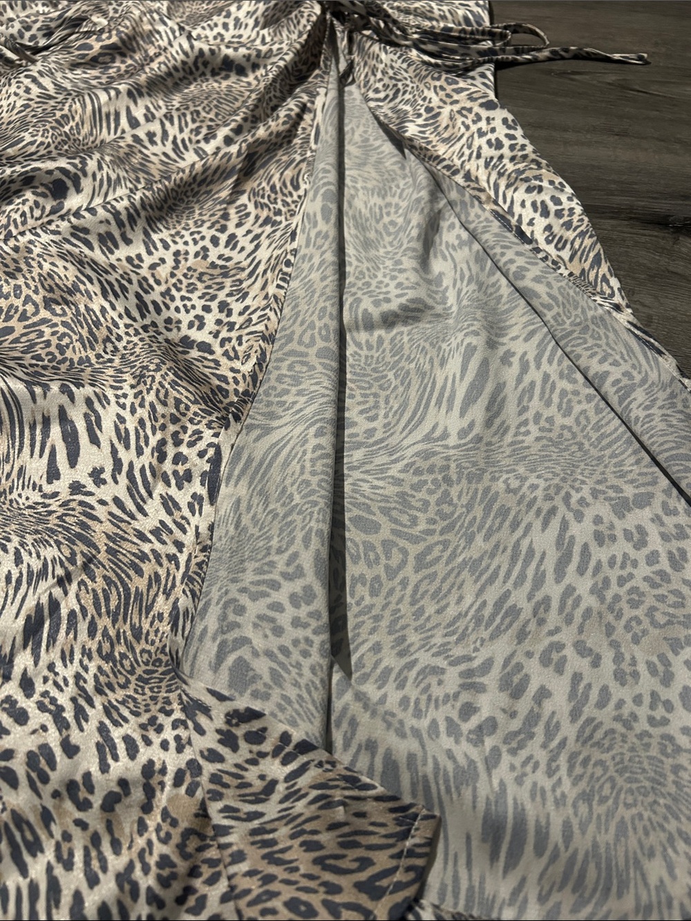 Women's Animal Print Midi skirt in Gray and Cream - Picture 3 of 6
